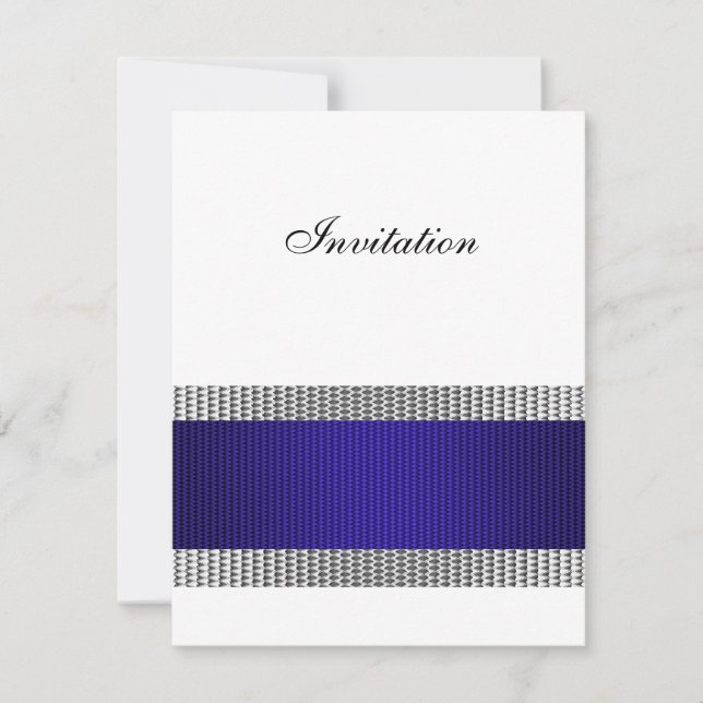 Invitation Garnitures métalliques bleues et argentées sur fon (Devant)