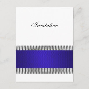Invitation Garnitures métalliques bleues et argentées sur fon