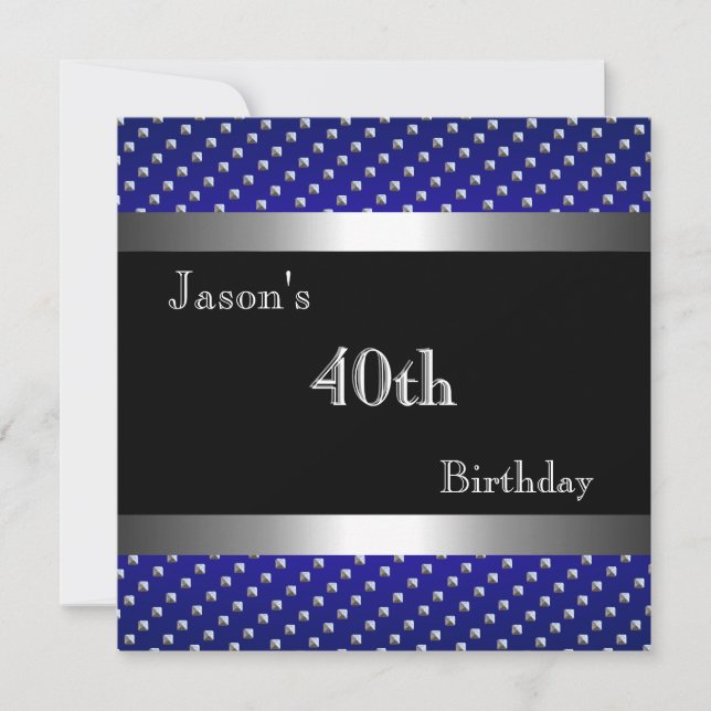 Invitation GARY - Noir Bleu Argent Studs 40e Anniversaire Hom (Devant)