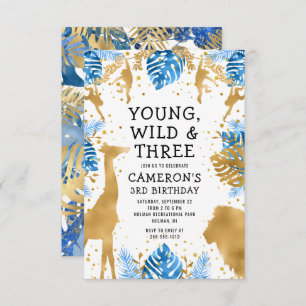 Invitation Garys Safari 3e anniversaire Blue Gold