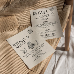 Invitation Gâteau À La Main Illustré Tout En Un Mariage