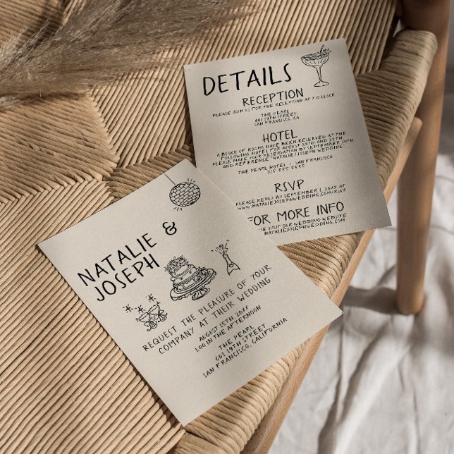 Invitation Gâteau À La Main Illustré Tout En Un Mariage (Créateur téléchargé)