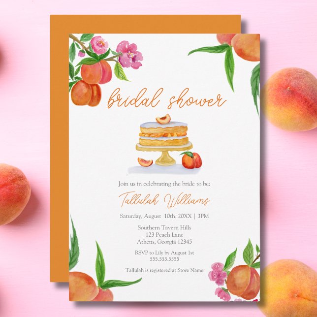 Invitation Gâteau à la pêche à l'aquarelle avec gâteau de dou (Créateur téléchargé)