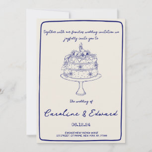 Invitation Gâteau à main moderne mariage de boho rétro