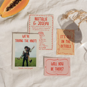 Invitation Gâteau à main rétro Frisé Mariage unique