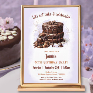 Invitation Gâteau au chocolat Desert Purple Brown 30e anniver