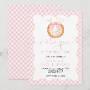 Invitation Gâteau au citrouille Cutie Pie carreaux roses anni