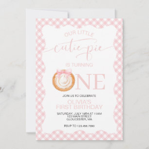 Invitation Gâteau au citrouille Cutie Pie carreaux roses invi