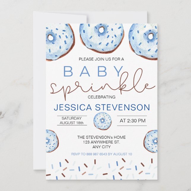 Invitation Gâteau bébé arc-en-ciel Shower à l'eau  (Devant)