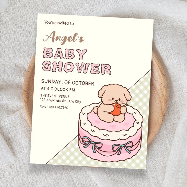 Invitation Gâteau chiot mignon pour une baby shower (Créateur téléchargé)