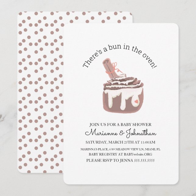 Invitation Gâteau Collant Dans Le Four Baby Shower  (Devant / Derrière)