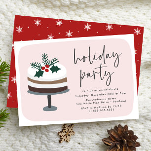 Invitation Gâteau congelé avec Holly Rose & Red Holiday Party