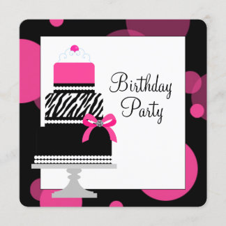 Invitation Gâteau Cupcake Anniversaire Fille Rayure Rose