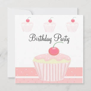 Invitation Gâteau Cupcake Anniversaire Glaçage Rose
