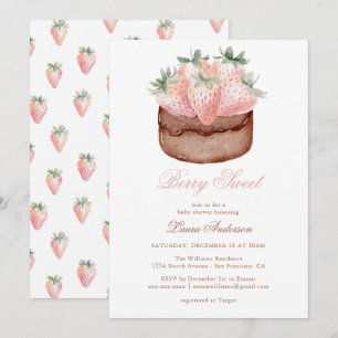 Invitation Gâteau Cupcake Classique aux Fraises Douces pour B