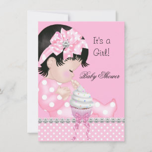 Invitation Gâteau Cupcake Fille Mignonne pour Baby Shower Tac