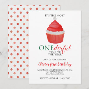 Invitation Gâteau Cupcake Noël Père Noël Merveilleux Premier 