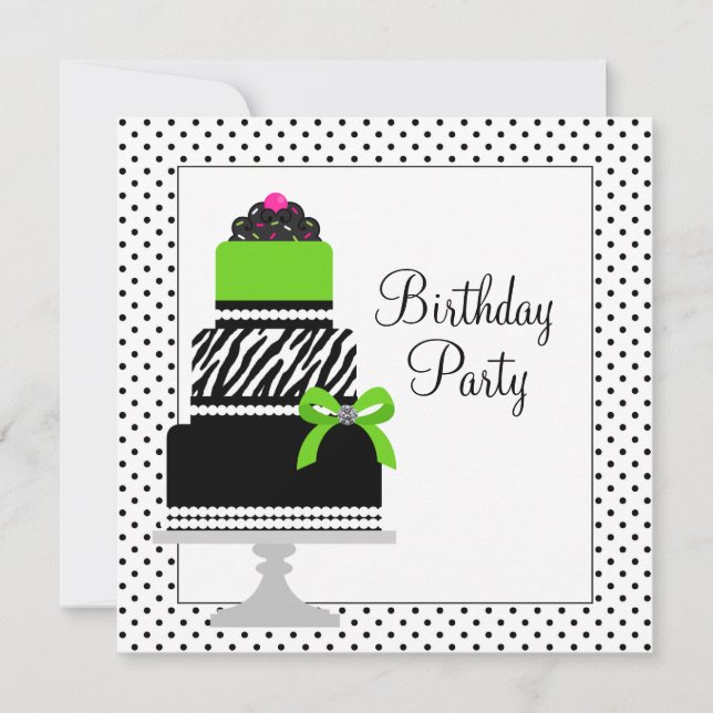 Invitation Gâteau cupcake rayé vert citron Anniversaire (Devant)