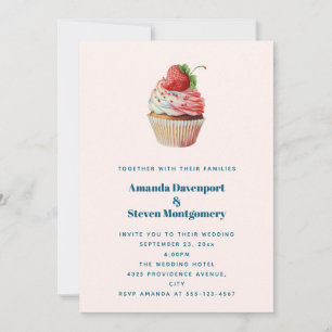 Invitation Gâteau Cupcake Sucré Mariage de Fraise