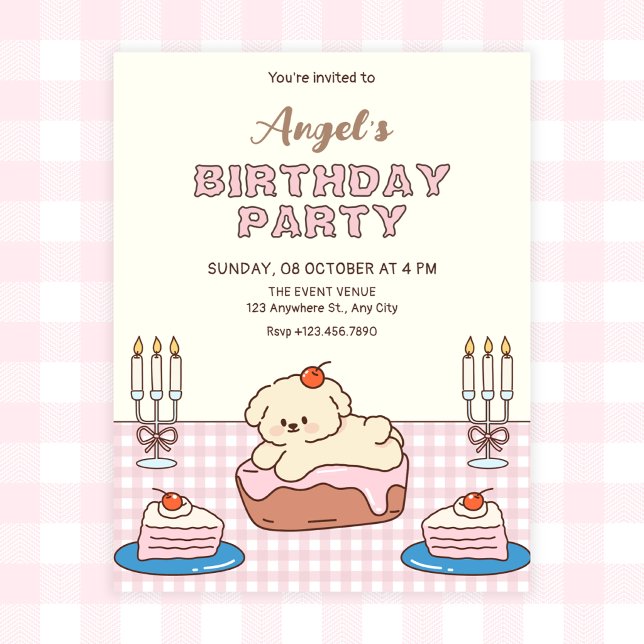Invitation Gâteau d'anniversaire adorable  (Créateur téléchargé)