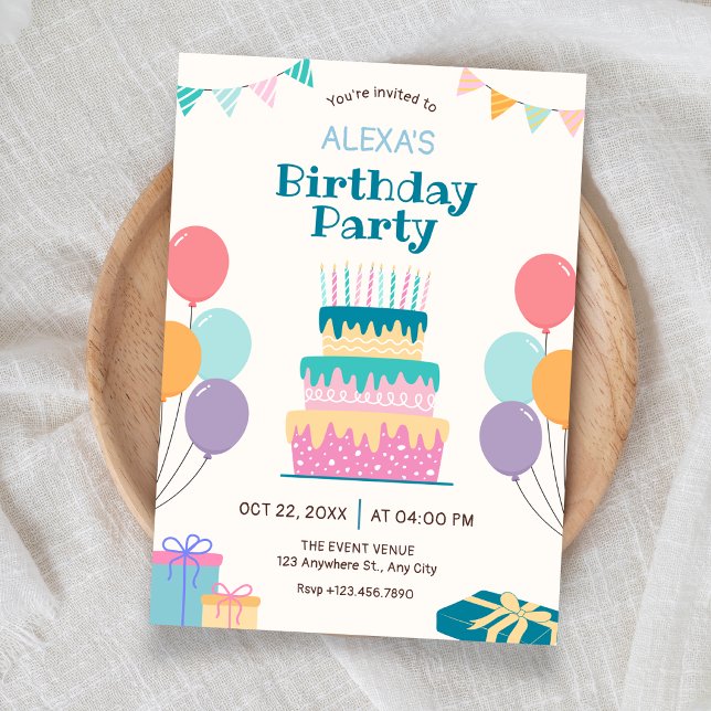 Invitation Gâteau d'anniversaire amusant  (Créateur téléchargé)