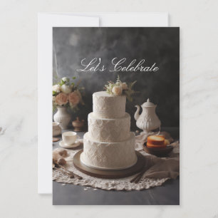 INVITATION GÂTEAU D'ANNIVERSAIRE AU STYLE DE DENTELLE ÉLÉGANT