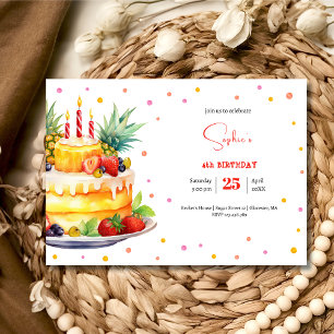 Invitation Gâteau d'anniversaire aux fruits