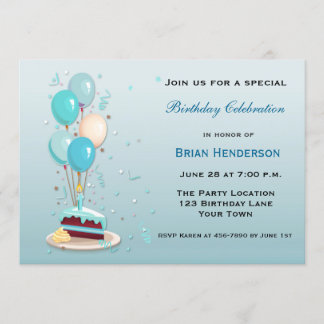 Invitation Gâteau d'anniversaire avec ballons