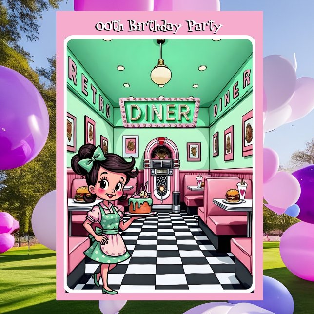 Invitation Gâteau d'anniversaire de diner amusant des années  (Créateur téléchargé)