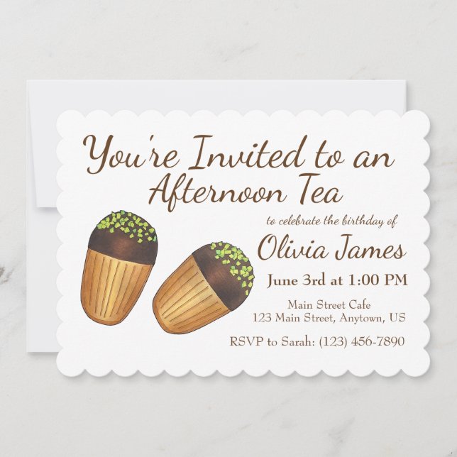 Invitation Gâteau d'anniversaire de mariage de la fête du thé (Devant)