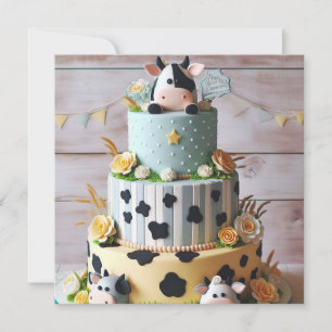 INVITATION GÂTEAU D'ANNIVERSAIRE DE VACHE ADORABLE