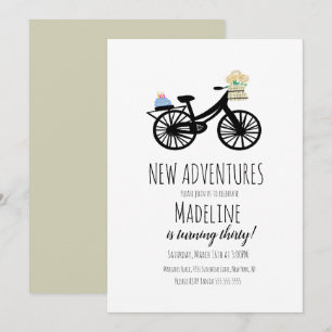 Invitation Gâteau d'anniversaire de vélos vintage floral pour