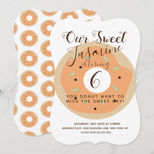 Invitation Gâteau d'anniversaire donut doux citrouille paille (Devant / Derrière)