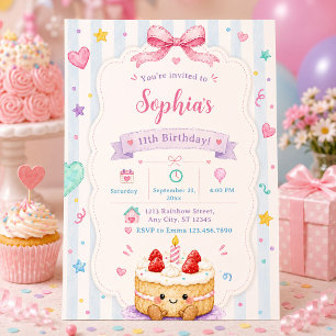 Invitation Gâteau d'anniversaire fantaisiste Mignon Personnal