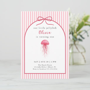 Invitation Gâteau d'anniversaire Fille 1 an Licorne Méduse Ro