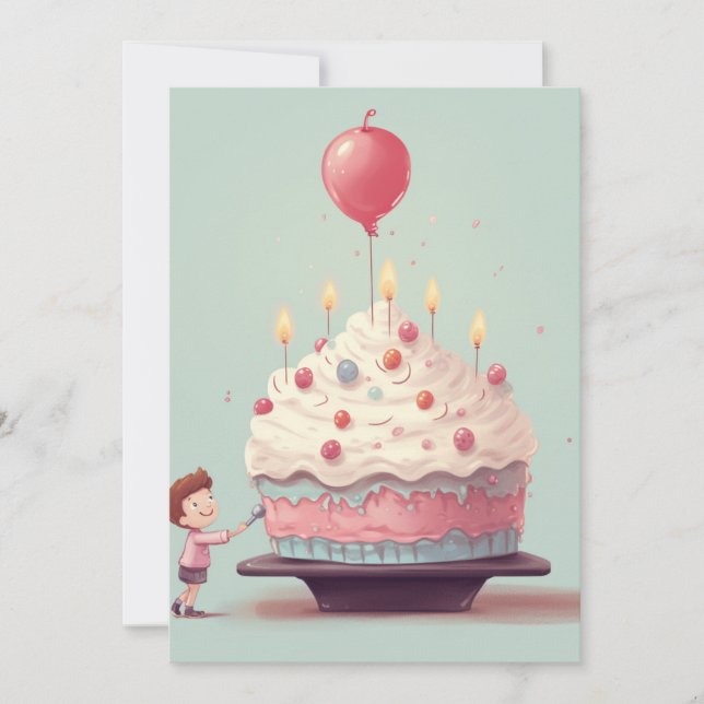 Invitation Gâteau d'anniversaire, glace, anniversaire (Devant)