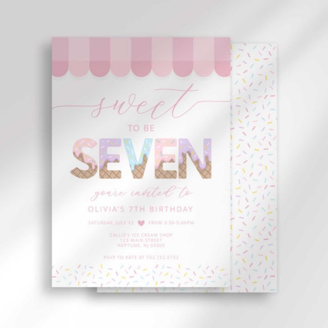 Invitation Gâteau d'anniversaire Glaces aux Sprinkles Roses p (Créateur téléchargé)