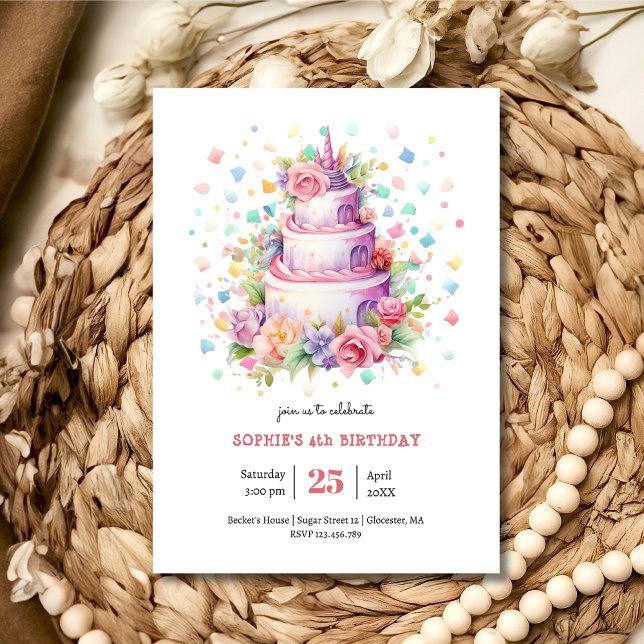Invitation Gâteau d'anniversaire pastel anniversaire (Créateur téléchargé)