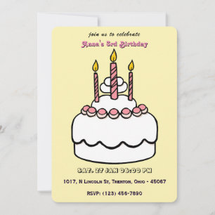 Invitation Gâteau d'anniversaire Pastel simple avec bougies