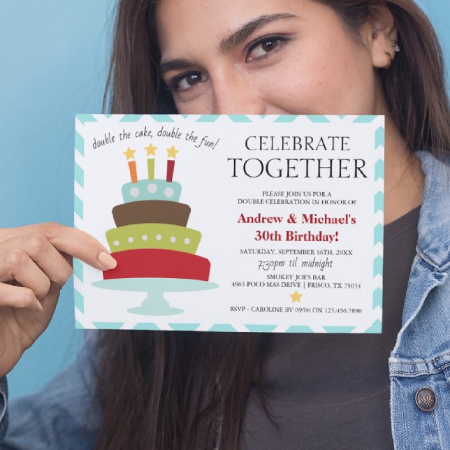 Invitation Gâteau d'anniversaire Rétro Célébrer Ensemble | An (Créateur téléchargé)