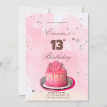 Gâteau d'anniversaire rose aquarelle