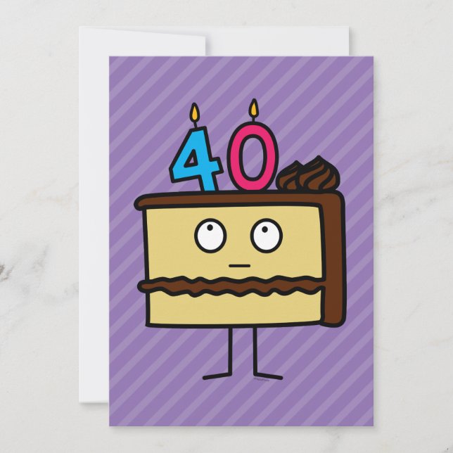 Invitation Gâteau de 40e anniversaire avec bougies glaçage au (Devant)