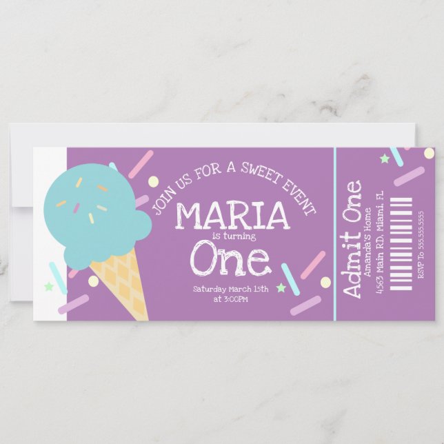 Invitation Gâteau de bonbons Sprinkles Anniversaire Ticket Fê (Devant)