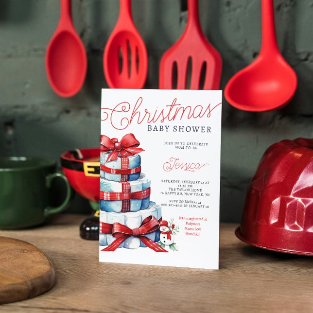 Invitation Gâteau de couche pour Noël Fête de bébé (Créateur téléchargé)