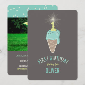 Invitation Gâteau de fête d'anniversaire d'un garçon de 1 an