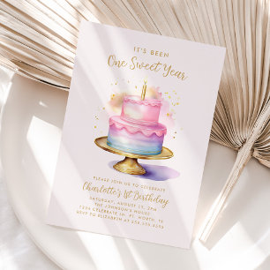 Invitation Gâteau de fête du 1er anniversaire de la fille