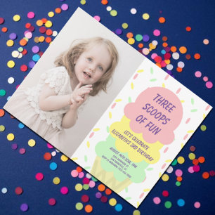 Invitation Gâteau de glace 3e anniversaire