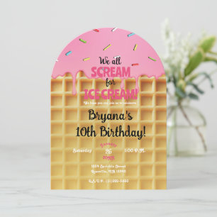 Invitation Gâteau de glace à la fraise d'anniversaire
