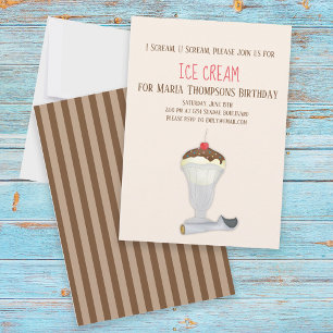Invitation Gâteau de glace minimaliste moderne pour anniversa
