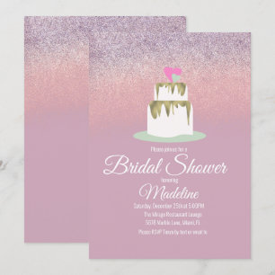 Invitation Gâteau de Mariage à Étages en Feuille Pailletée po